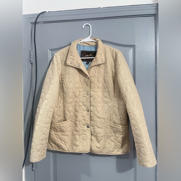 Coach Women's Beige Quilted Puffer Jacket size L - Picture 1 of 7